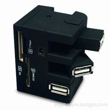 Multi Card Reader and USB Hub with Power LED Indicator, Supports Plug-and-play Function